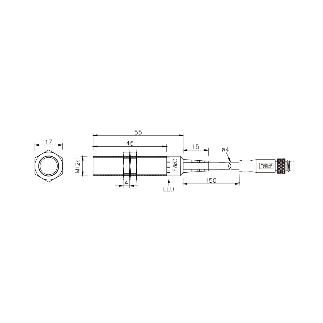 F3L-12KS04-P/15D M12 габариты